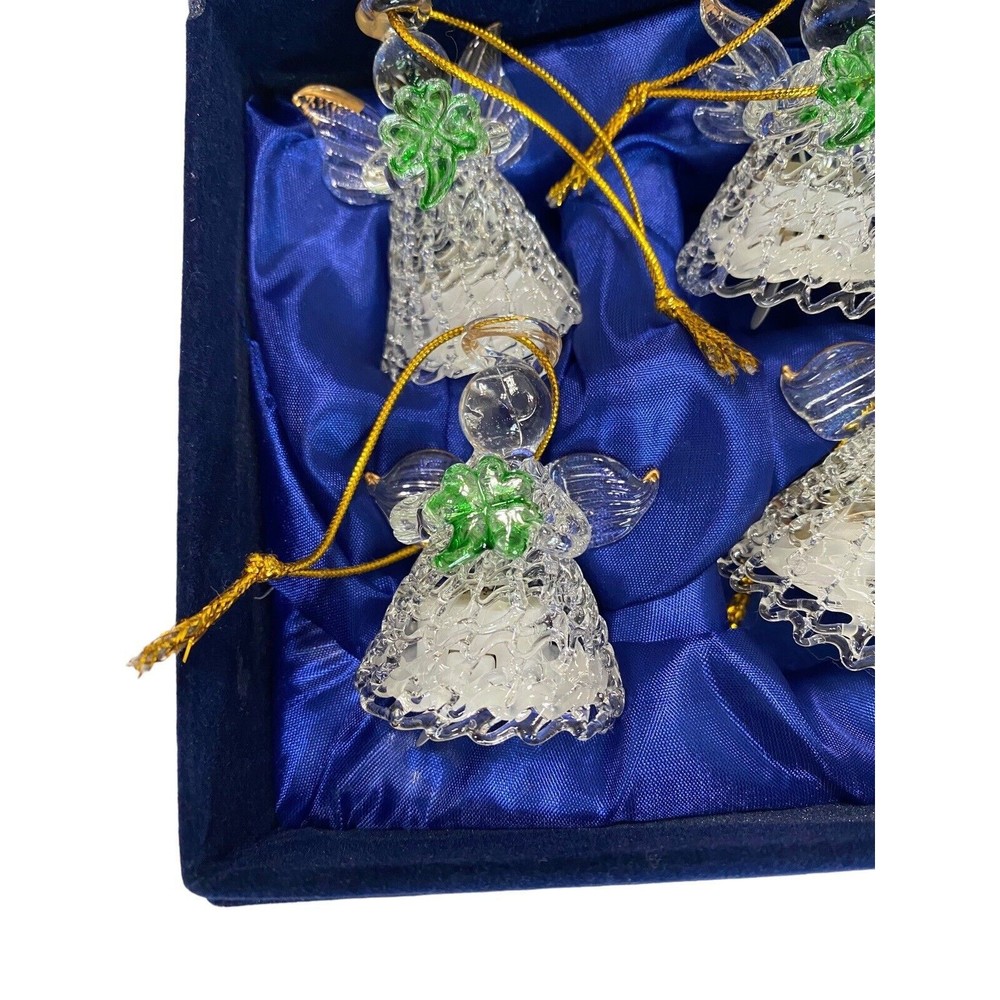 Vtg Lot of 4 Glass Angel Ornaments Christmas Color Changing Gold Green Clover - Picture 14 of 14